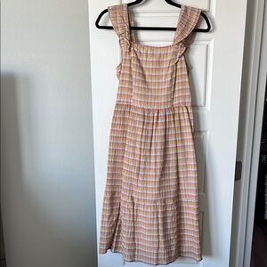 LOFT Multicolor Plaid Ruffle Dress